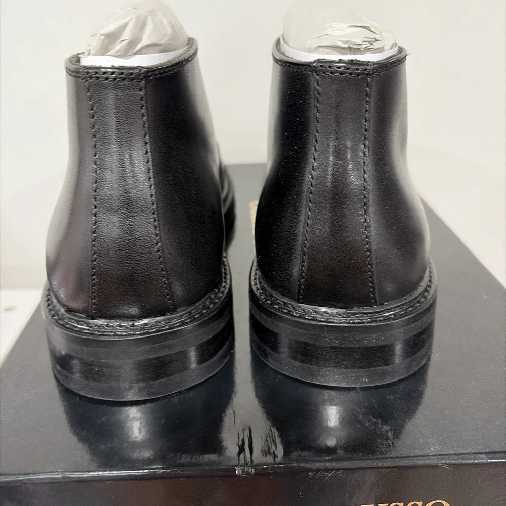 Vittorio Russo Whitman Chukka Boots Mens 9.5 Black Lace Up Shoes New In Box NIB